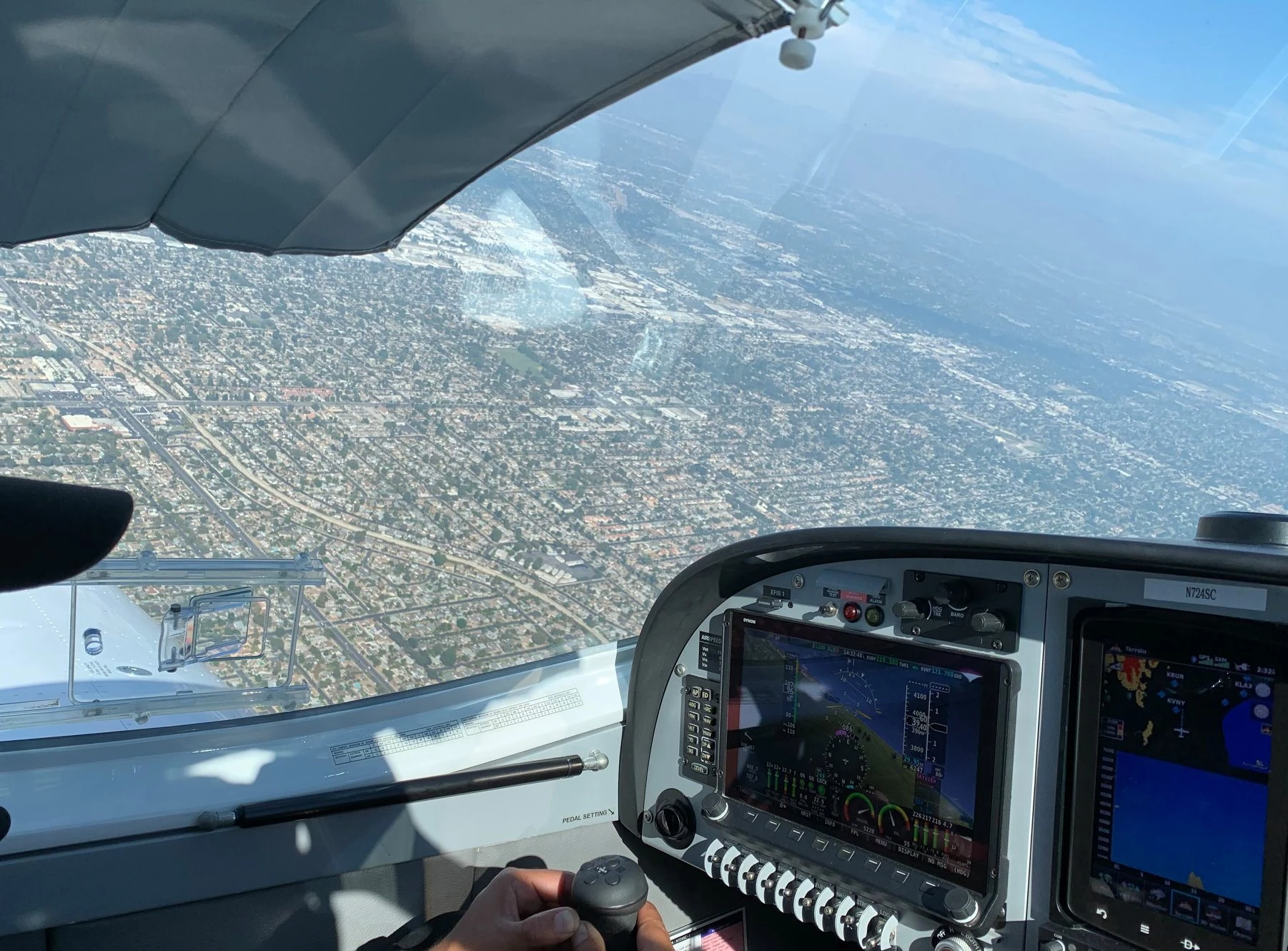 View from inside an aircraft cockpit on the ground