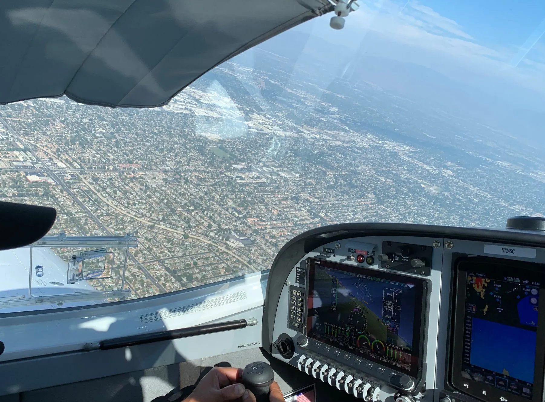 View from inside an aircraft cockpit on the ground